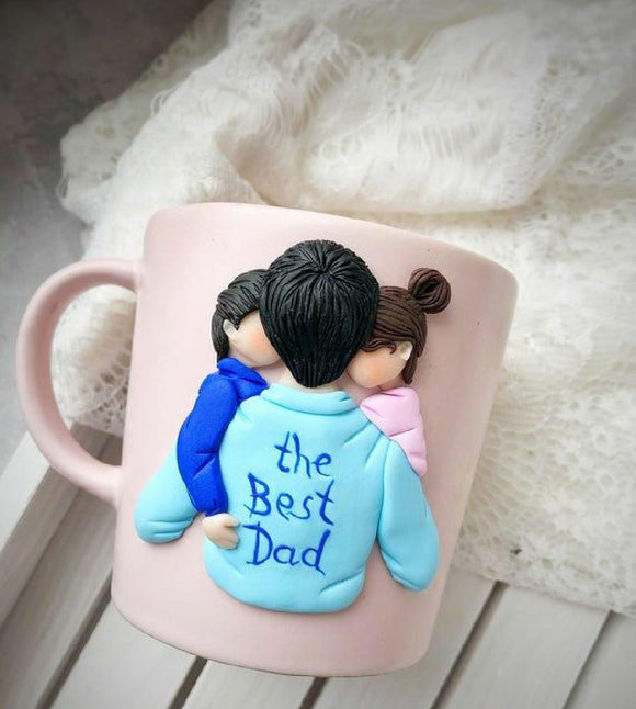 The Best Dad' Modern design 3d fashion girl polymer clay ceramic gift mug-SKDCM001