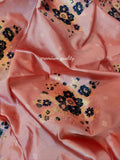 Peach Inspired floral design Semi Banarasi Saree  from Bollywood-21ESMSW002P