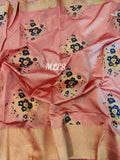 Peach Inspired floral design Semi Banarasi Saree  from Bollywood-21ESMSW002P