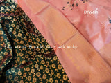 Peach Inspired floral design Semi Banarasi Saree  from Bollywood-21ESMSW002P