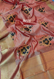 Peach Inspired floral design Semi Banarasi Saree  from Bollywood-21ESMSW002P