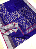 GOLDEN PARROTS  ORIGINAL AUTHENTIC CHANDERI SILK AND COTTON SAREE FOR WOMEN-SACS0011