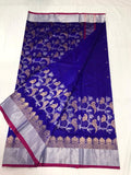 GOLDEN PARROTS  ORIGINAL AUTHENTIC CHANDERI SILK AND COTTON SAREE FOR WOMEN-SACS0011