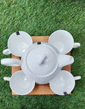 WHITE DESIGNER WEAR SET OF 4 CUPS AND TEA POT  FOR YOU-SKDHD001