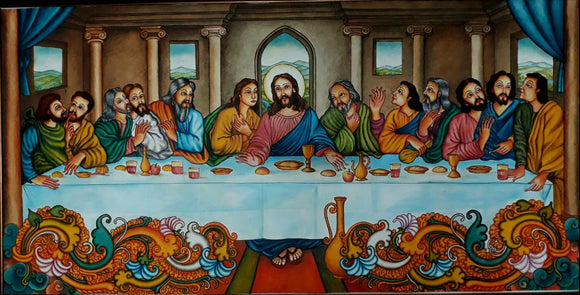 THE LAST SUPPER OF CHRIST , A HAND PAINTED ART BY ALEX MELOOR-LS-ART-AM001