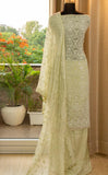 VISCOSE GEORGETTE 4 PCS SUITS FABRICS - SUIT, SANTOON BOTTOM & INNER, CHIFFON DUPATTA-MOECB001