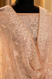 VISCOSE GEORGETTE 4 PCS SUITS FABRICS - SUIT, SANTOON BOTTOM & INNER, CHIFFON DUPATTA-MOECB001