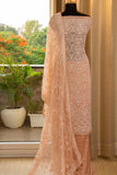 VISCOSE GEORGETTE 4 PCS SUITS FABRICS - SUIT, SANTOON BOTTOM & INNER, CHIFFON DUPATTA-MOECB001