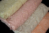 VISCOSE GEORGETTE 4 PCS SUITS FABRICS - SUIT, SANTOON BOTTOM & INNER, CHIFFON DUPATTA-MOECB001