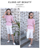 Crush material top and  Capri studded with pearls for girls-SKDGF0011