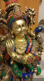 God Krishna Idol Kanha Statue Kanahiya Sculpture Hand Craft Showpiece 30 inches Big size (Brass, Multicolour)-SGWBS001