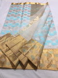 NEELKAMAL , BLUE LOTUS WEAVED AUTHENTIC HAND WEAVED KATAN SILK SAREE FOR  WOMEN-SAKSSW021