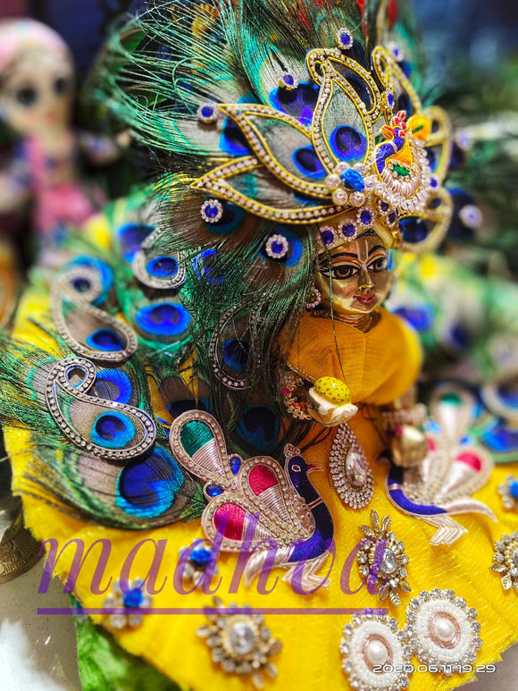 Laddu Gopal in Peacock attire with a Super Amazing  Pagdi-KCLGD001