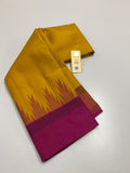 MUSTARD YELLOW AND MAGENTA PURE KANJIVARAM HANDLOOM SILK SAREE FOR WOMEN -PS0220829