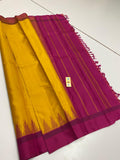MUSTARD YELLOW AND MAGENTA PURE KANJIVARAM HANDLOOM SILK SAREE FOR WOMEN -PS0220829