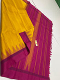 MUSTARD YELLOW AND MAGENTA PURE KANJIVARAM HANDLOOM SILK SAREE FOR WOMEN -PS0220829