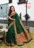 Green  RajYogPure Linen Silk Saree for Women-21ESW001GR
