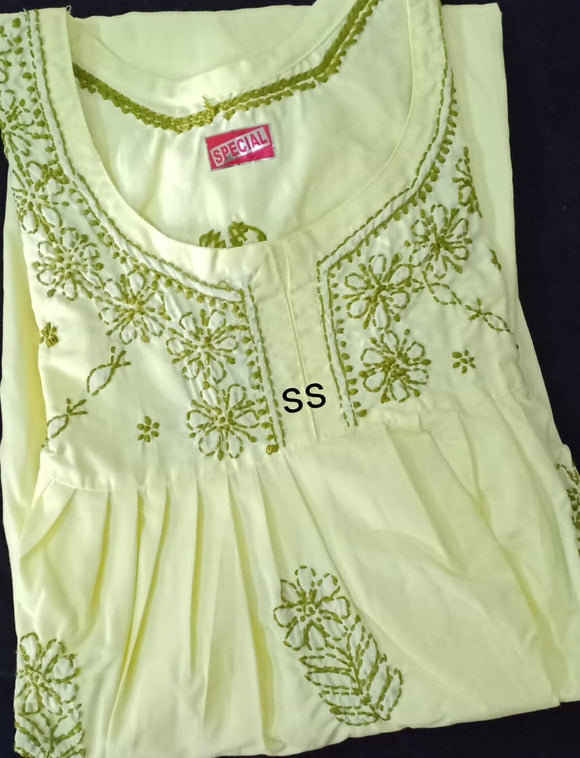 Lucknow Chikankari Non Transparent Handcrafted Night Gown Nighty for Women .Cotton -RGNW003