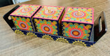 WOODEN TRAY WITH 3 BOXES FOR INTERIOR DECORATION AND STORAGE-SKDHD001