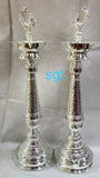 PEACOCK , PAIR OF 2 GERMAN SILVER DEEPAM /LAMP -HDGLD003