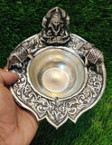 GAJA LAKSHMI , ANTIQUE FINISH GERMAN SILVER DIYA/LAMP -HDGLD001