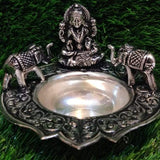 GAJA LAKSHMI , ANTIQUE FINISH GERMAN SILVER DIYA/LAMP -HDGLD001