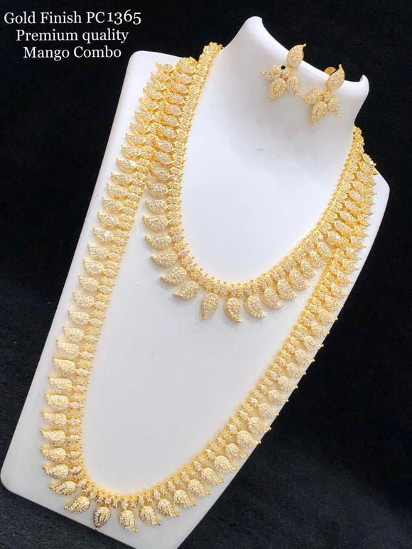 GOLD FINISH PREMIUM QUALITY LONG AND SHORT MANGO NECKLACE COMBO FOR WOMEN-RJHNSW001365