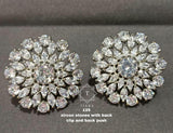 WHITE BIG ZIRCON STONES STUD WITH BACK CLIP AND BACK PUSH-MOE5TEW001W
