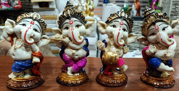 SET OF 4 BEAUTIFUL DANCING GANESHA  STATUES FOR HOME DECORATION-HDHDVDG0011