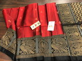 EXCELLENT BLACK AND RED  COLOR COMBO ALLURING BORDER KANJEEVARAM SILK SAREE -PSSKSSW001