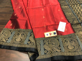 EXCELLENT BLACK AND RED  COLOR COMBO ALLURING BORDER KANJEEVARAM SILK SAREE -PSSKSSW001