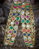 SET OF 4 , GOLD FINISH NAVRATAN BANGLES FOR WOMEN -AFRSBW001