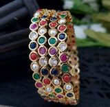 SET OF 4 , GOLD FINISH NAVRATAN BANGLES FOR WOMEN -AFRSBW001
