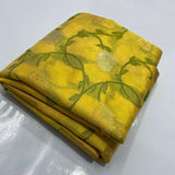 GOLDEN YELLOW CHANDERI SILK SAREE WITH INTRICATE GREEN LEAF EMBROIDERY-SACSSW0221