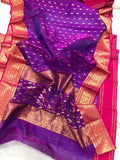 VIOLET KATAN SILK SAREE WITH MAGENTA BORDERS AND PALLU -SAKSSW00112
