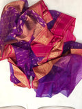VIOLET KATAN SILK SAREE WITH MAGENTA BORDERS AND PALLU -SAKSSW00112