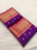 VIOLET KATAN SILK SAREE WITH MAGENTA BORDERS AND PALLU -SAKSSW00112