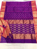 VIOLET KATAN SILK SAREE WITH MAGENTA BORDERS AND PALLU -SAKSSW00112