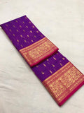 VIOLET KATAN SILK SAREE WITH MAGENTA BORDERS AND PALLU -SAKSSW00112