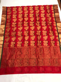 "Mehandi Lage Haath , Red shade Chanderi Saree for Women  -SACSSMLH001