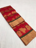 "Mehandi Lage Haath , Red shade Chanderi Saree for Women  -SACSSMLH001