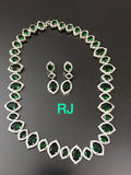 JADE GREEN  AMERICAN DIAMOND REPLICA NECKLACE SET FOR WOMEN -MOE5NSWJG001