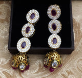 Cz Kundan Pendant Set with Oynx & Hyderabadi pearl mala-MOEKNSW0022