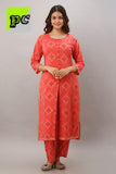Orange Pink Cotton  Kurti  palazzo for Women-RF1KPW0022