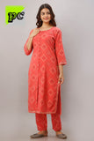 Orange Pink Cotton  Kurti  palazzo for Women-RF1KPW0022