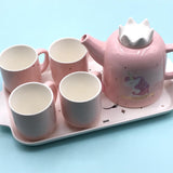 PINK UNICORN CERAMIC TEA POT SET -SKDHDPUCCS001