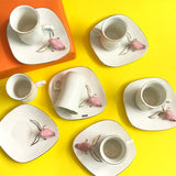 DESIGNER PINK BIRDIE TEA/COFFEE CUP AND SAUCER SET-SKDHDCSS022