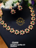 FLOWER DESIGN AMERICAN DIAMOND NECKLACE SET FOR WOMEN -SARANSW044