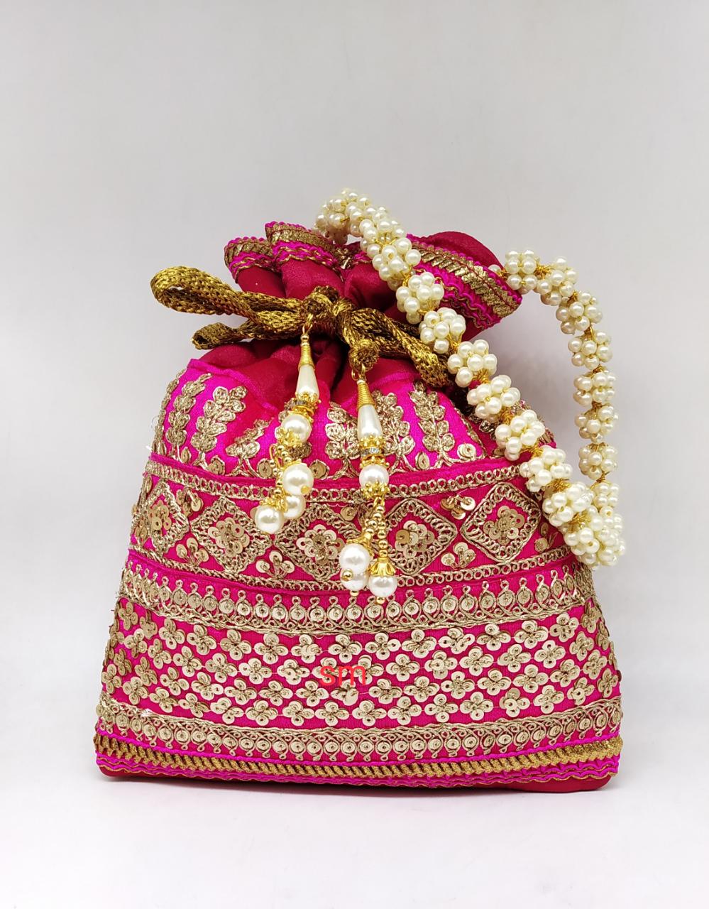 Buy Chikankari Handle Purse Traditional Potli Bags With Cheed Moti Handle  for Women and Girls Wedding and Festive Welcome Gift for Guest Online in  India - Etsy
