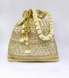 TRADITIONAL SEQUINS AND MOTI STUDDED POTLI BAG FOR WOMEN -GG4PBW001